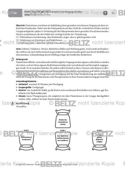 Gruppenschematherapie: Stuhldialog zum gesunden erwachsenen Umgang mit dem verletzlichen Kind