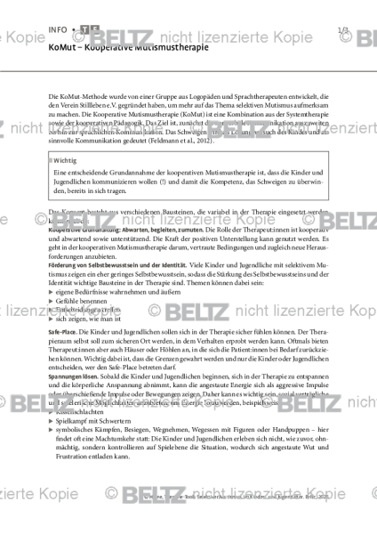 Selektiver Mutismus: KoMut – Kooperative Mutismustherapie