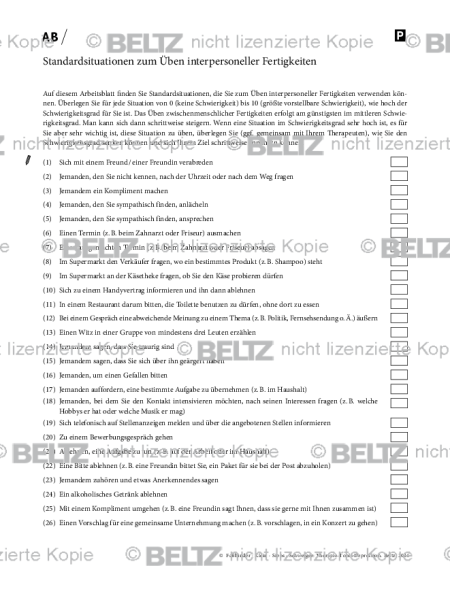 Depression: Standardsituationen zum Üben interpersoneller Fertigkeiten