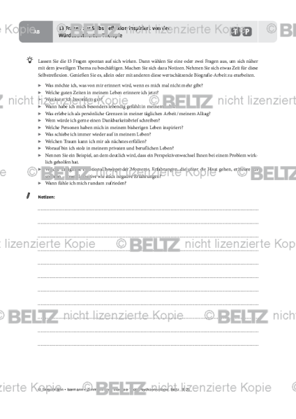 Psychoonkologie: 13 Fragen zur Selbstreflexion inspiriert von der Würdezentrierten Therapie