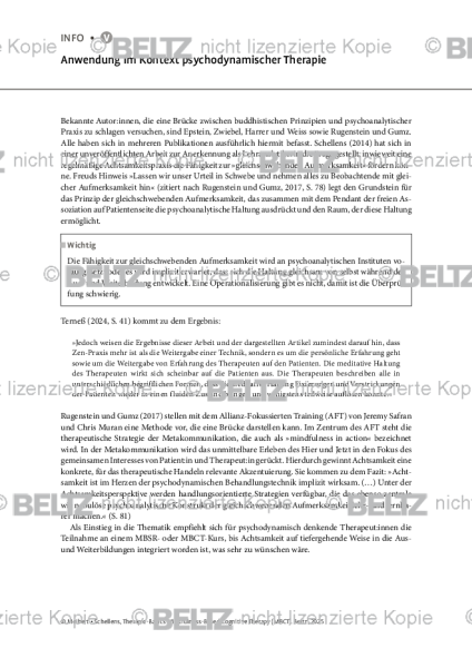 MBCT: Anwendung im Kontext psychodynamischer Therapie