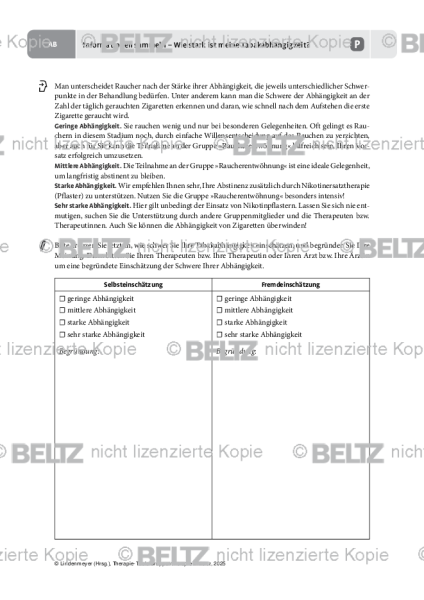 Gruppentherapie: Informationen sammeln – Wie stark ist meine Tabakabhängigkeit?
