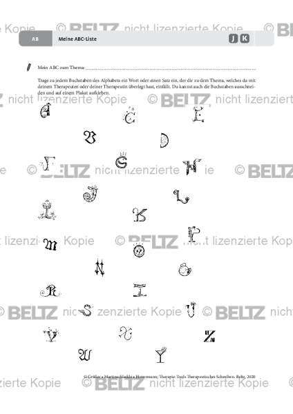 Therapeutisches Schreiben: Meine ABC-Liste