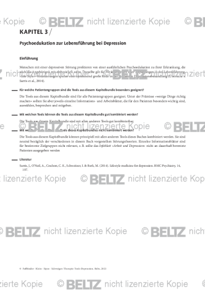 Depression: Einleitung Psychoedukation zur Lebensführung