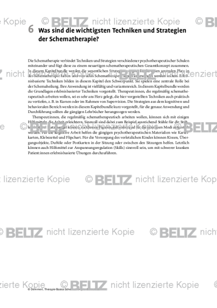 Schematherapie: Einleitung Was sind die wichtigsten Techniken und Strategien der Schematherapie?