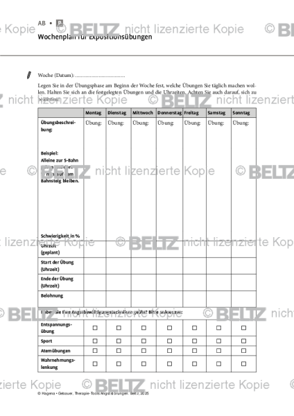 Angststörungen: Wochenplan für Expositionsübungen