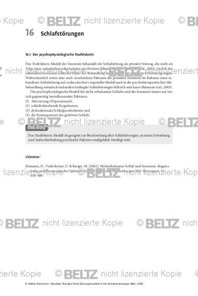 Störungsmodelle: Einleitung Schlafstörungen