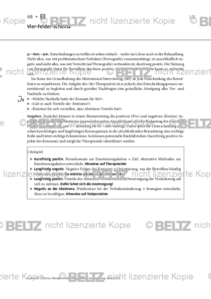 Pornografienutzungsstörung: Vier-Felder-Schema
