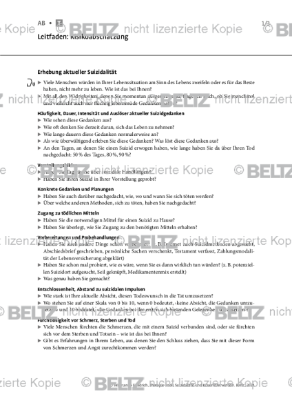 Suizidalität: Leitfaden – Risikoabschätzung