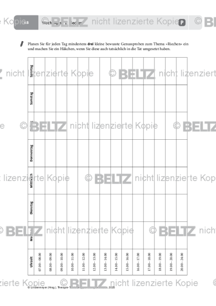 Gruppentherapie: Wochenplan 1: Riechen