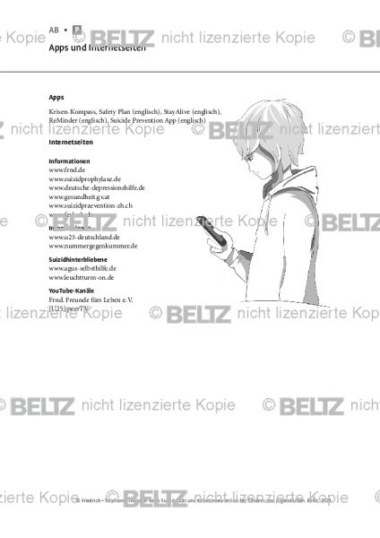 Suizidalität bei Kindern und Jugendlichen: Apps und Internetseiten