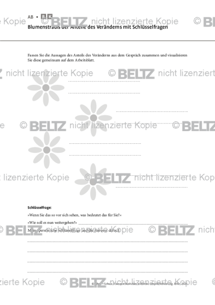 Motivierende Gesprächsführung: Blumenstrauß der Anteile des Veränderns mit Schlüsselfragen