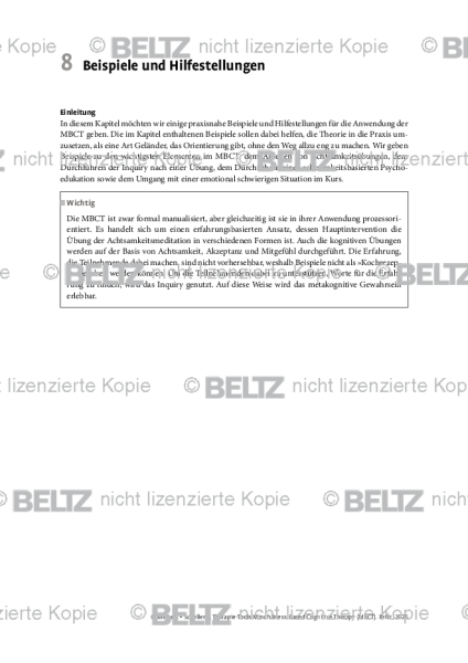 MBCT: Einleitung: Beispiele und Hilfestellungen