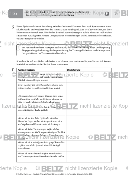 Störungsmodelle: Das kognitive Modell: meine Strategien, um Bedrohung und Symptome zu kontrollieren