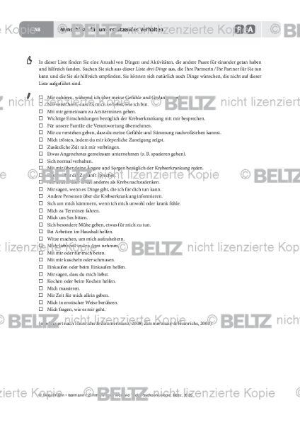 Psychoonkologie: Wunschliste für unterstützendes Verhalten