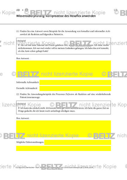 Wissensüberprüfung ACT: Kernprozesse des Hexaflex anwenden