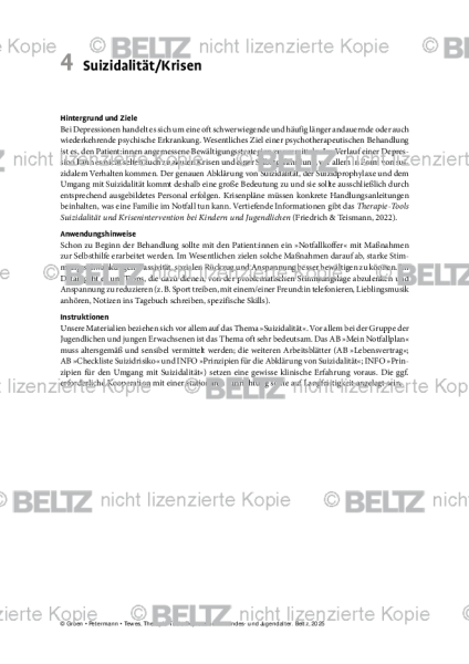 Depression: Einleitung Suizidalität/Krisen