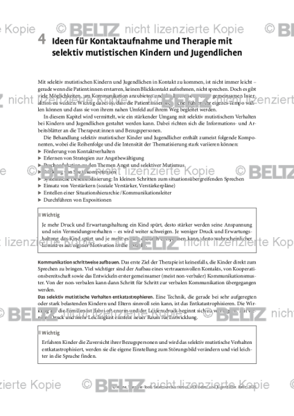 Selektiver Mutismus: Kontaktaufnahme und Therapie mit selektiv mutistischen Kindern und Jugendlichen