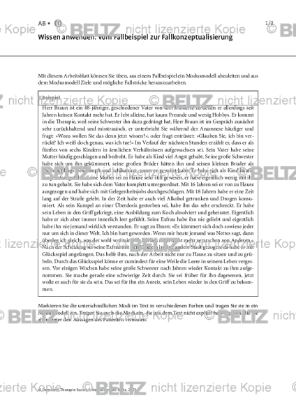 Schematherapie: Wissen anwenden: Vom Fallbeispiel zur Fallkonzeptualisierung