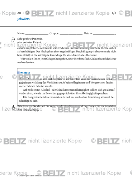 Alkoholabhängigkeit: Jobwärts