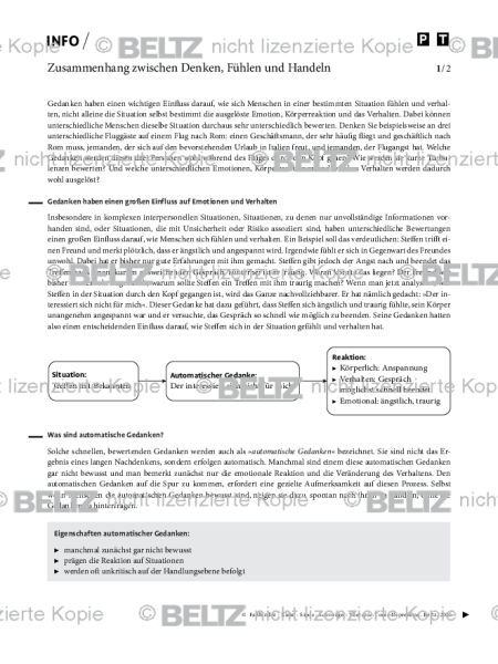 Depression: Zusammenhang zwischen Denken, Fühlen und Handeln