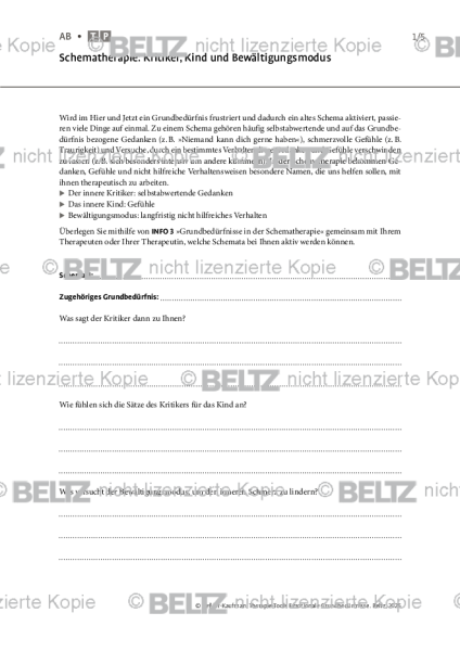 Emotionale Grundbedürfnisse: Schematherapie: Kritiker, Kind und Bewältigungsmodus