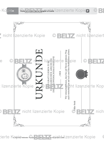 Gruppenschematherapie: Meine Gruppenschematherapie-Urkunde