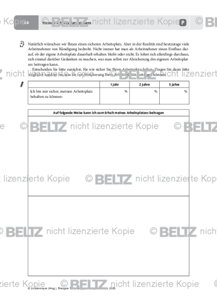 Gruppentherapie: Meinen Arbeitsplatz sichern