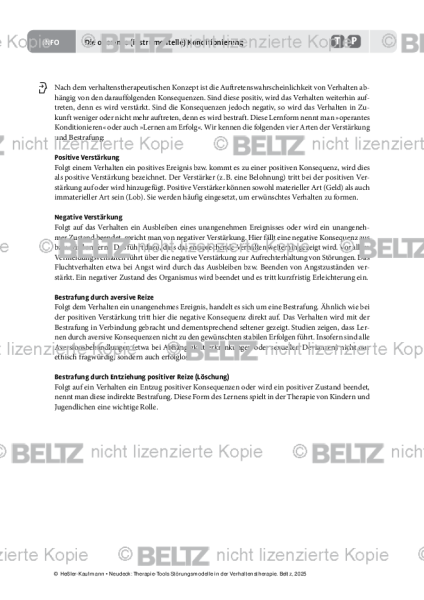 Störungsmodelle: Die operante (instrumentelle) Konditionierung