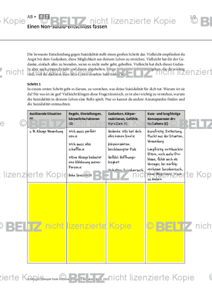 Selbstverletzendes Verhalten: Einen Non-Suizid-Entschluss fassen