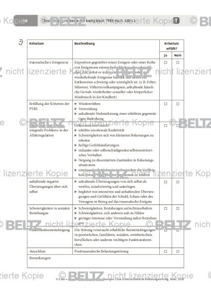 Checkliste Symptome der komplexen PTBS nach ICD-11