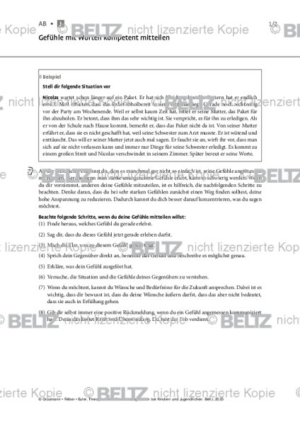 Emotionsregulation (K/J): Gefühle mit Worten kompetent mitteilen