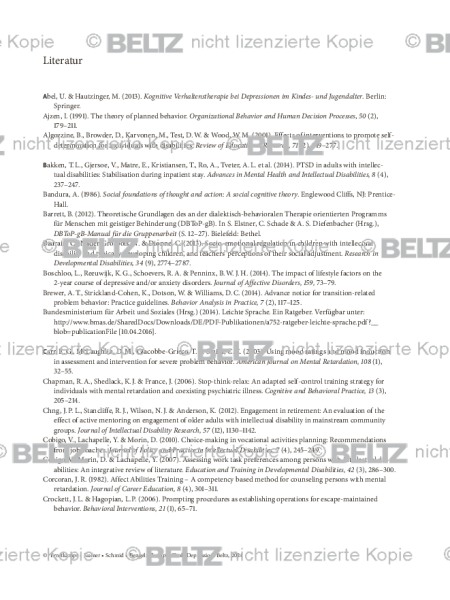 Depression und geistige Behinderung: Literatur