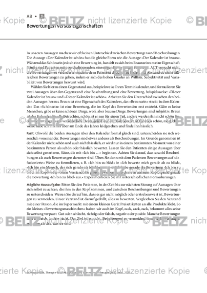 ACT: Bewertungen versus Eigenschaften