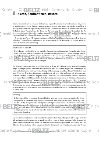 Psychodynamische Psychotherapie: Klären, Konfrontieren, Deuten