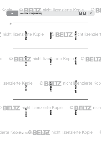 Ressourcenaktivierung: Gefühle-Karten (Adjektive)