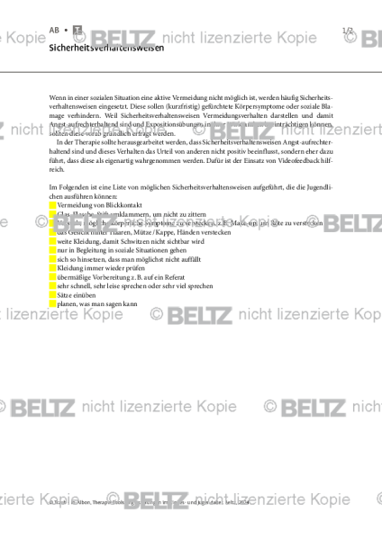 Angst bei Kindern und Jugendlichen: Sicherheitsverhaltensweisen
