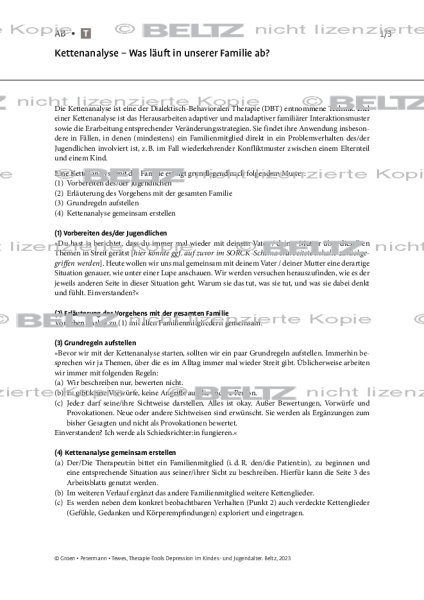 Depression: Kettenanalyse – Was läuft in unserer Familie ab?