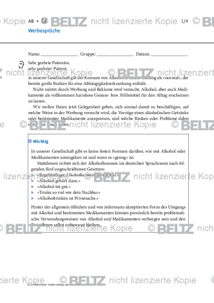 Alkoholabhängigkeit: Werbesprüche