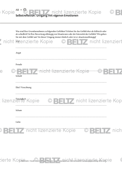 Plananalyse: Selbstreflexion: Umgang mit eigenen Emotionen