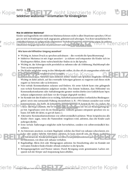 Selektiver Mutismus: Selektiver Mutismus – Information für Kindergärten
