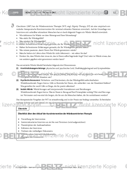 Psychoonkologie: Würdezentrierte Therapie (WT)