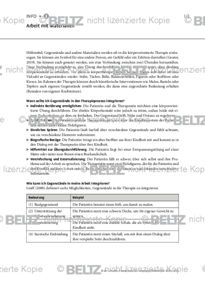 Körperpsychotherapie: Arbeit mit Materialien