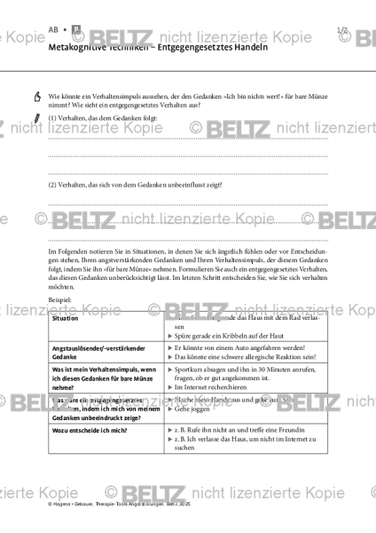 Angststörungen: Metakognitive Techniken – Entgegengesetztes Handeln