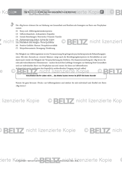 Psychoonkologie: Big Seven zur Stärkung von Gesundheit und Resilienz