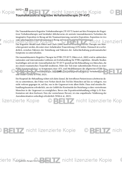 Trauer: Traumafokussierte Kognitive Verhaltenstherapie (TF-KVT)