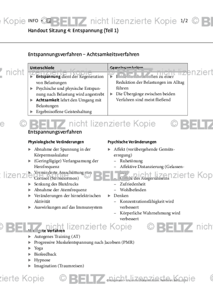 Suchtkranke Eltern: Handout Sitzung 4: Entspannung (Teil 1)