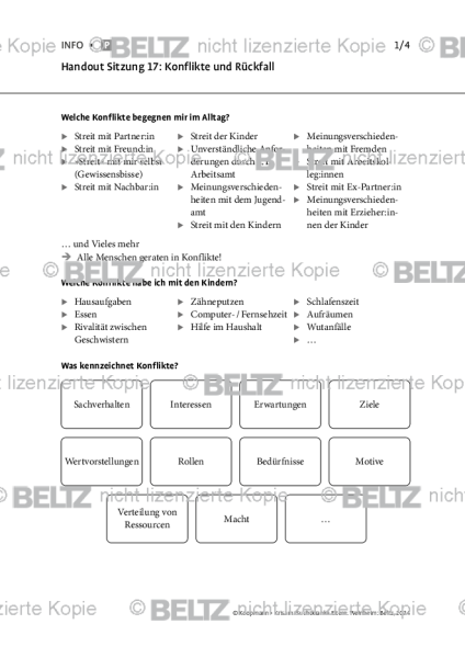 Suchtkranke Eltern: Handout Sitzung 17: Konflikte und Rückfall