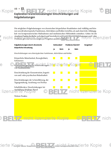 Chronische Erkrankungen: Exploration krankheitsbedingter Einschränkungen und Folgebelastungen