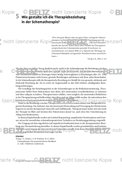 Schematherapie: Wie gestalte ich die Therapiebeziehung in der Schematherapie?